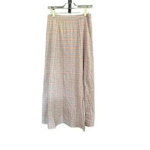 ANTHROPOLOGIE dRA Pink and Blue Plaid Cottagecore Maxi Skirt - size Medium
